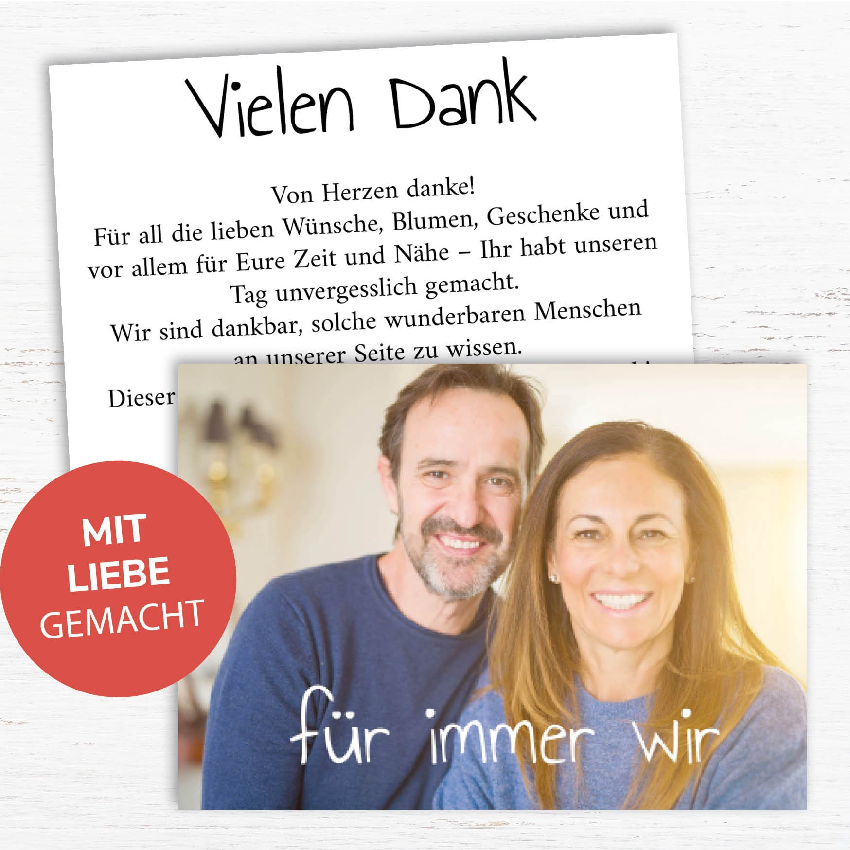 Danksagungskarten zur Hochzeit: Für immer wir mit Foto